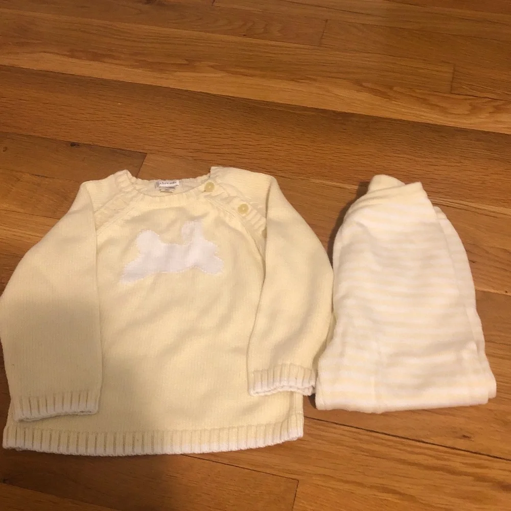 Soft Yellow Baby Knit Sweater Set by threads 12/18 months